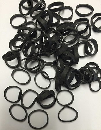 black stationery rubber bands